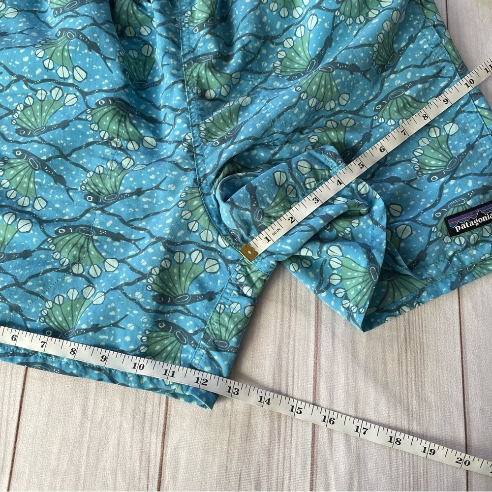 Patagonia Baggies Swim Shorts Mens S Blue 4.5” Long Hexy Fish Radar Active Lined - Picture 10 of 13